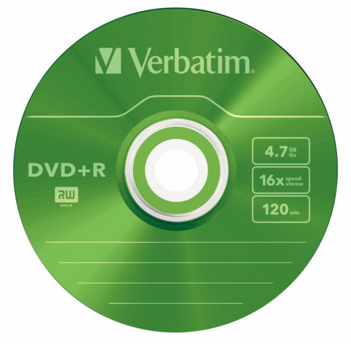 Оптический диск DVD+R Verbatim 4.7ГБ 16x, 5шт., slim case, разноцветные [43556]