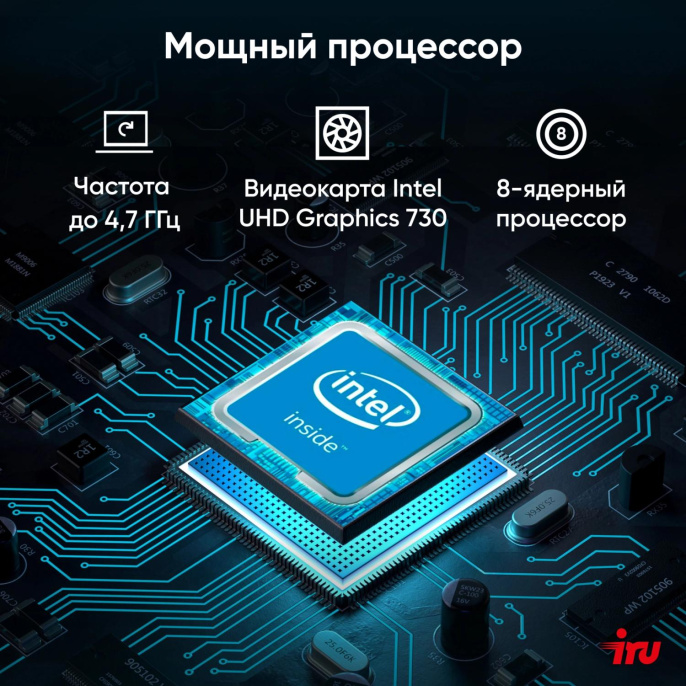 Моноблок IRU 23IM 23.8" Full HD i5 12450H (2) 16Gb SSD512Gb UHDG Windows 11 Pro GbitEth WiFi BT 90W Cam черный 1920x1080
