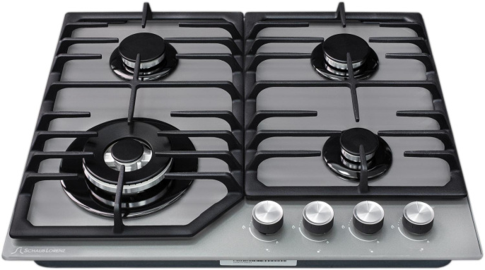 Газовая варочная панель SCHAUB LORENZ SLK GG6018,  4 конфорки,  закаленное стекло,  серый