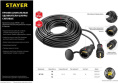 Удлинитель силовой Stayer 55026-20, розеток 1шт, 3x1.5 кв.мм, 20м, КГ, без катушки, черный