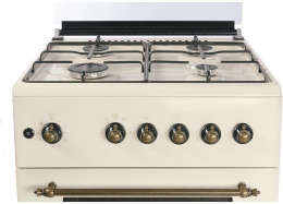 Плита Газовая Nordfrost GG6061Y бежевый металлическая крышка реш.сталь