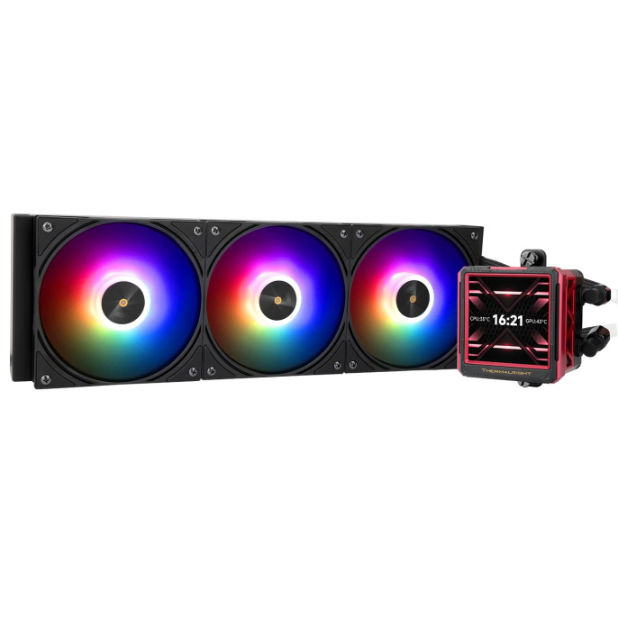 Водяное охлаждение для процессора/ Water Cooling System Thermalright Frozen Warframe 360 Ultra Black Argb 360mm, Black, ARGB/ Fans: 3x120mm, 70.84CFM, 22.1dBA, 2000RPM/ Pump height 60mm, 23dBA, 3000RPM, Rad thickness 27mm/ S: 1200, 1700, 1851, 2011, 2066