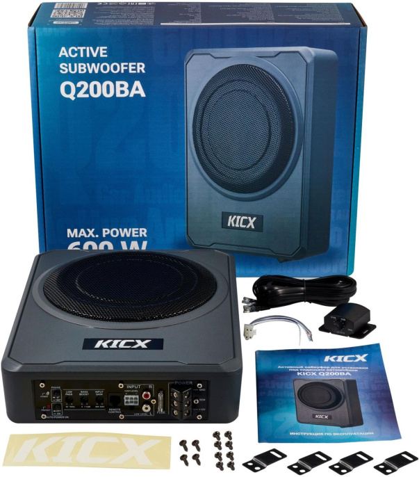 Сабвуфер автомобильный Kicx Q200BA,  активный [2013902]