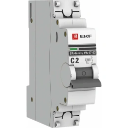 Автоматический выключатель EKF 1P 2А (C) 4,5kA ВА 47-63 PROxima mcb4763-1-02C-pro