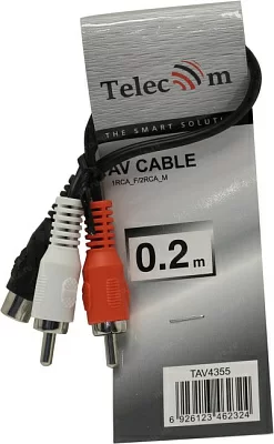 Telecom TAV4355-0.2M Кабель 1RCA-F -- 2RCA-M 0.2м