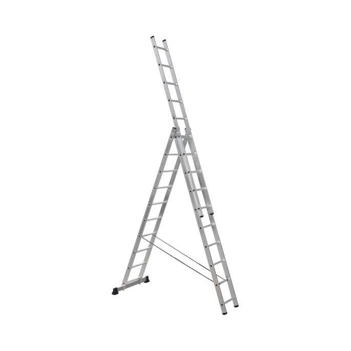 Универсальная алюминиевая трехсекционная лестница Topfort 3x10 ступеней 1717685