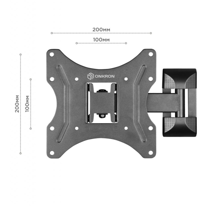 Кронштейн ONKRON/ 26-65" макс. 400*400, 1 колено, наклон -2+12º, поворот 80º макс 35кг, от стены 40-210мм, черный (ONKRON M2 BLACK)