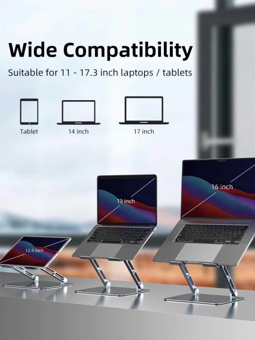 Регулируемая эргономичная подставка CABLETIME CS18G (CT-LS08-AG) – складная, устойчивая для ноутбука