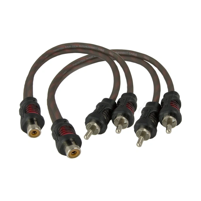 Кабель RCA AurA Y-коннектор, 0.2 метра, 1 мама/2 папы, 2 канала, витая пара, 2 штуки RCA-0Y11