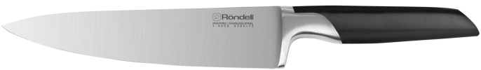 Нож кухонный Rondell Brando RD-1436, поварской, 200мм, заточка прямая, стальной, черный