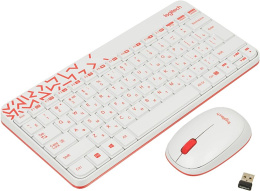 Клавиатура + мышь Logitech MK240 клав:белый/красный мышь:белый/красный USB беспроводная slim Multimedia 920-008160