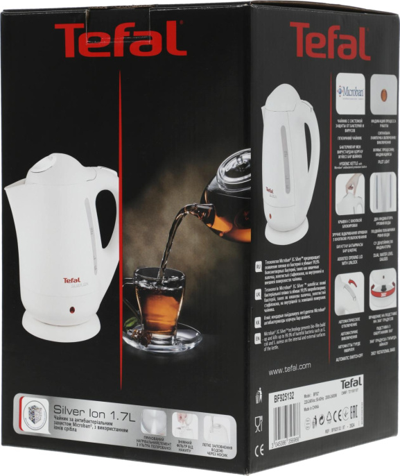 Чайник электрический Tefal Silver Ion BF925132 1.7л. 2400Вт белый корпус: пластик 7211001107