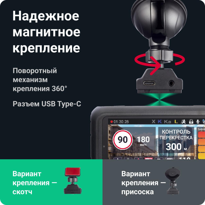 Видеорегистратор с радар-детектором ROADGID Premier 3 2CH,  GPS