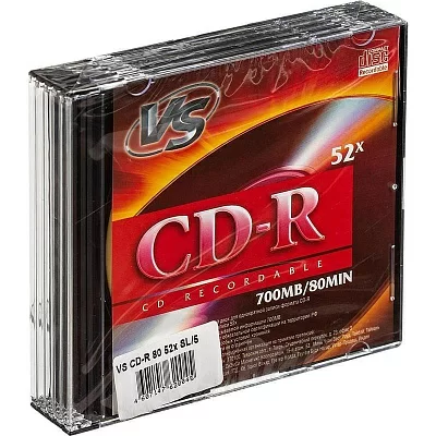 Диск CD-R VS 700 Mb, 52x, Slim Case (5), (5/200)