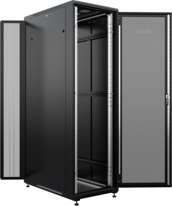 Шкаф серверный NTSS Премиум NTSS-R42U80100PD/PDD-BL напольный 42U 800x1000мм пер.дв.перфор. металл 900кг серый 910мм 160кг 1987мм IP20 сталь