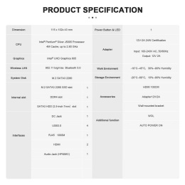 Мини-компьютер BEELINK Pentium М5500U GK mini/J5005/8G/128G/Black