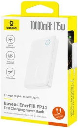 Внешний аккумулятор Baseus P1008210C213-00 EnerFill FP11 10000mAh 15W Moon White (Includes Simple Type-C to Type-C Cable 20V/3A 30cm) PPAP-1015-2