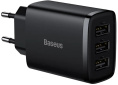 Сетевое зарядное устройство Baseus CCXJ020101 Compact Charger 3U 17W (модель CCCP17UE) Black (компактное, 3xUSB, 17Вт)