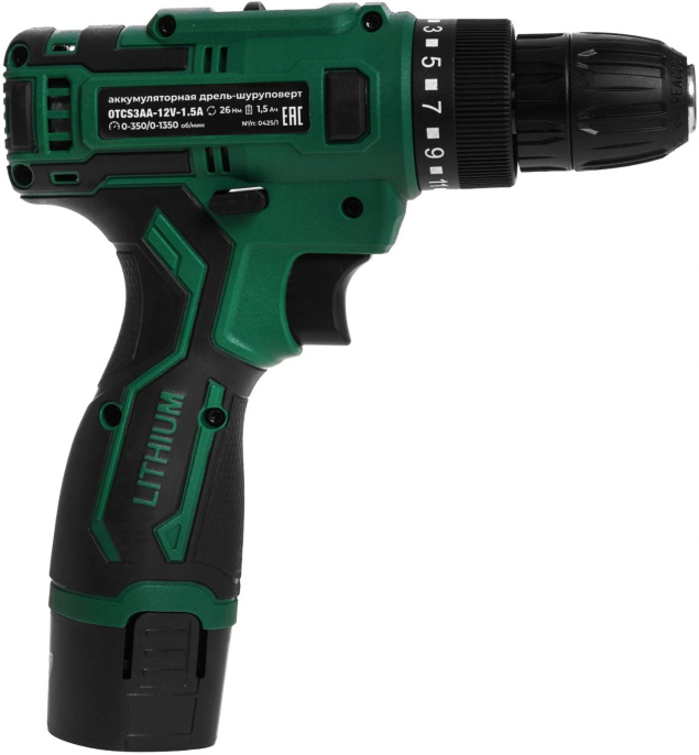 Дрель-шуруповерт Ovk Tools OTCS3AA-12V-1.5A 12Вт аккум. патрон:быстрозажимной кейс в комплекте
