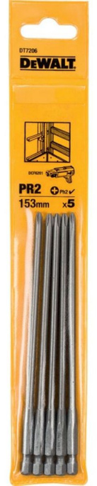 Бита DeWalt DT7206-QZ высококачественная, сменная, разработана специально под насадку для ленточных шурупов Dewalt DCF6201, тип: односторонняя, тип хвостовика: шестигранный HEX, диаметр хвостовика: 6.35мм, длина: 153мм