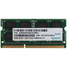 Apacer DDR3 SODIMM 8GB DV.08G2K.KAM PC3-12800, 1600MHz, 1.35V