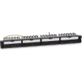 Cabeus PL-24-KJ-RJ45-Cat.6a-SH-180T Патч-панель 19" (1U), 24 порта RJ-45, категория 6a, полностью экранированная, с задним кабельным организатором, безинструментный монтаж