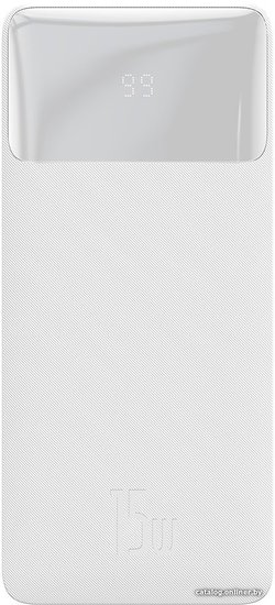 Портативное зарядное устройство Baseus PPBD050002 Bipow Digital Display Power Bank 10000mAh 15W White модель PPBD10 Overseas Edition, в комплекте кабель USB-Micro USB, 25 см