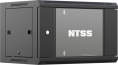 Шкаф коммутационный NTSS NTSS-W6U6045GS-BL настенный 6U 570x450мм пер.дв.стекл 60кг черный 350мм 18кг 220град. 370мм IP20 сталь