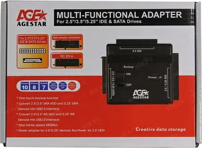 AgeStar FUBCP2 Универсальный переходник для HDD 2.5"/3.5" , черный