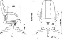 Кресло руководителя Бюрократ CH 002, ткань, до 120кг, топ-ган, фиксированные подлокотники,  черный