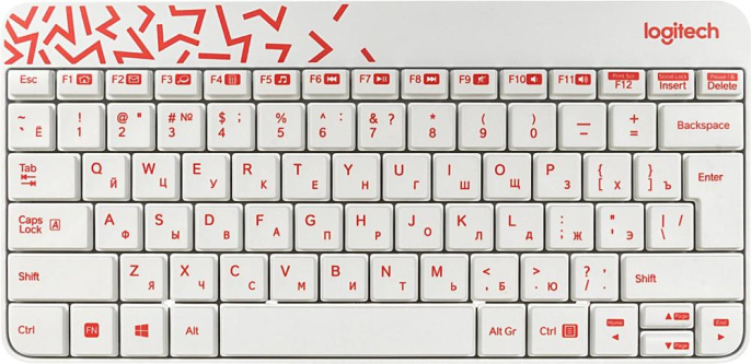 Клавиатура + мышь Logitech MK240 клав:белый/красный мышь:белый/красный USB беспроводная slim Multimedia 920-008160