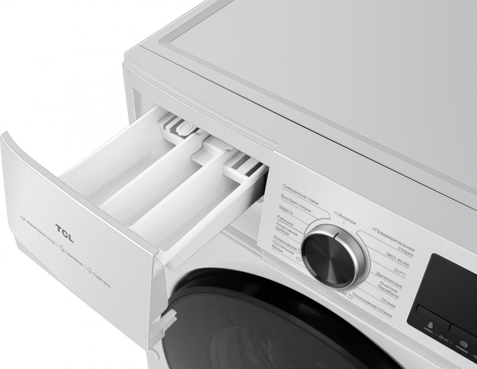 Стиральная машина узкая TCL TWOF-106W12W1, с фронтальной загрузкой, 6кг, 1200об/мин, с паром, инверторная