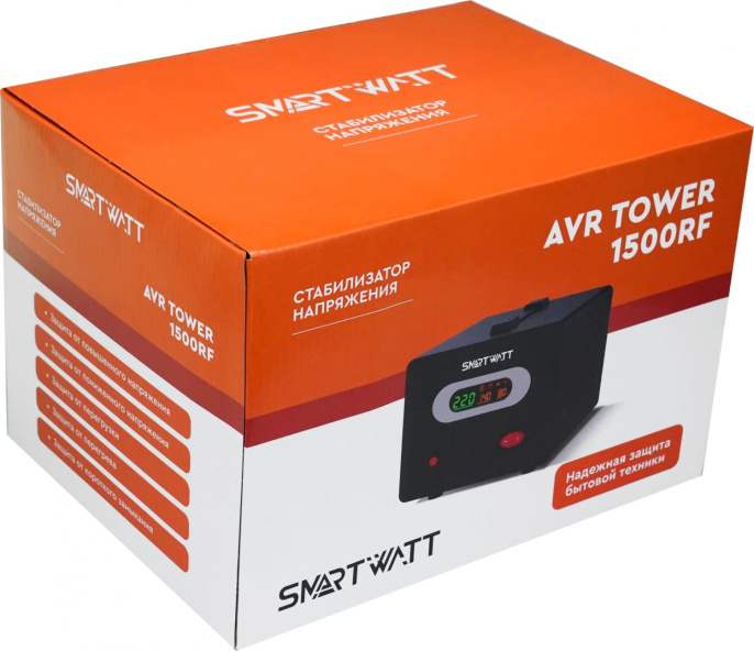 Стабилизатор напряжения Smartwatt AVR Tower 1500RF 1500ВА черный