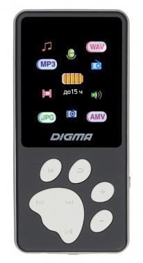 MP3 плеер Digma S4 flash,  8ГБ,  черный/серый
