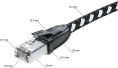 GCR Патч-корд PROF прямой 3.0m, UTP медь кат.6, STRONG черно-белый нейлон, ethernet high speed 10 Гбит/с, T568B, GCR-52778