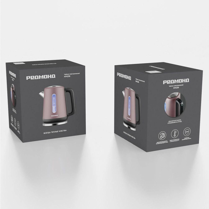 Чайник электрический Редмонд KM238 1.7л. 2200Вт серый корпус: нерж.сталь/пластик