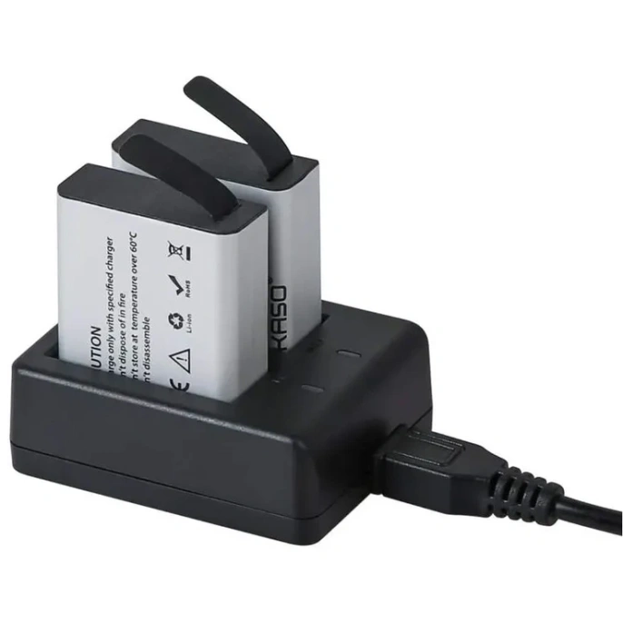 Аккумуляторные батареи для экшн-камеры AKASO Brave 4 Pro/V50X, 2x1350 мАч с двойным зарядным устройством USB