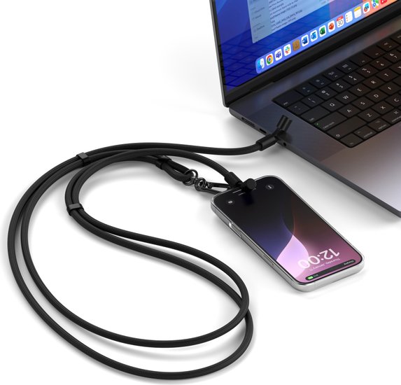 Зарядный кабель - ремень через плечо Satechi OntheGo Crossbody Lanyard Cable 60W. Длина: 1.5м. Цвет: черный (ST-LOTGLK)