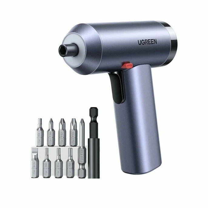 Шуруповерт с набором бит UGREEN UT118 15712 Electric Screwdriver Set. Цвет: серый 15712_