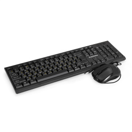 Комплект ExeGate Professional Standard Combo MK170 (клавиатура влагозащищенная 104кл., длина кабеля 1,5м + мышь оптическая 1200dpi, 3 кнопки и колесо прокрутки, длина кабеля 1,2м; USB, черный, RTL) EX298912RUS
