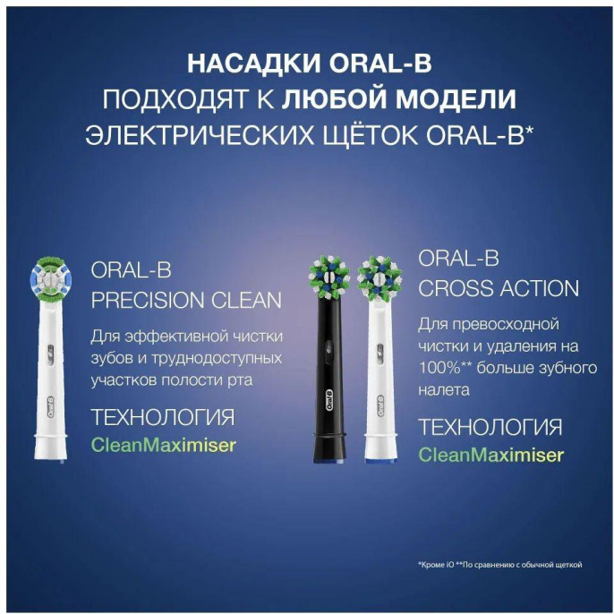 Насадка для зубных щеток Oral-B CrossAction CleanMaximiser,  2 шт [cleanmaximiser black]