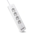 Сетевой фильтр TopOn TOP-PWS4 4 розетки, 3 USB, Type-C, PD 20W QC3.0, 4000W, 3м Белый TOP-PWS4-3