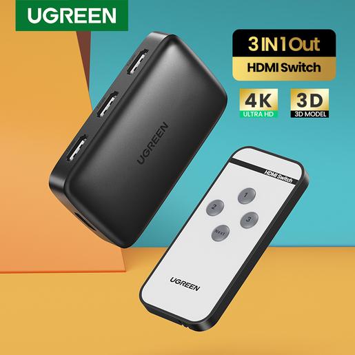 Переключатель UGREEN CM332 (80125) HDMI Switcher 3 In 1 Out  4K@30HZ. Цвет: серый