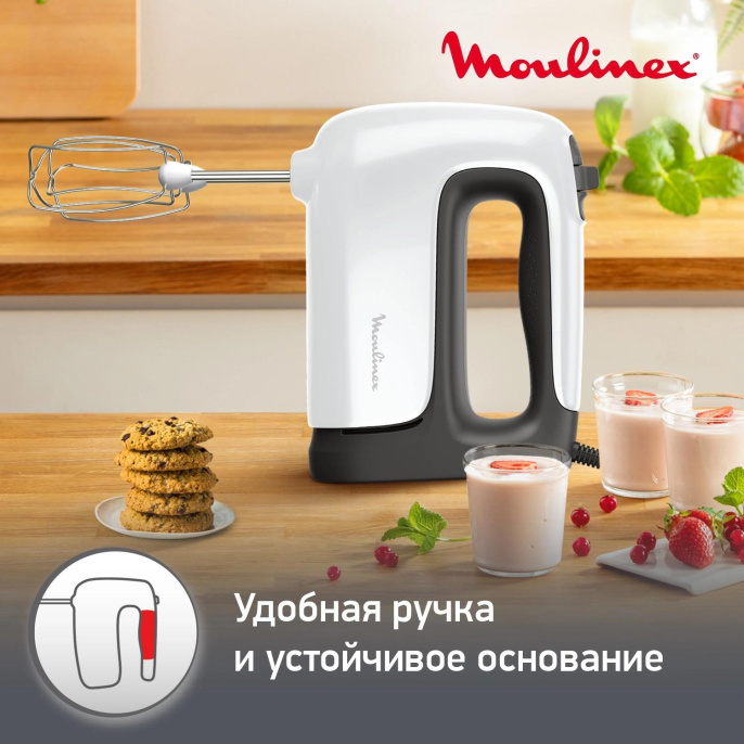 Миксер ручной Moulinex HM460110 500Вт белый/черный 7211004400