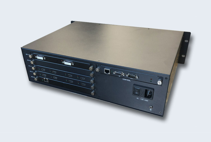 TNTV/TNT MMS-0202SISL Переключатель-шасси, электрон., HDMI/DVI/VGA/CVBS/SDI/IP-AV, 8 8 выходов, без карт расширения, произвольное расположение окон;картинка в картинке PIP;обрезка изображения