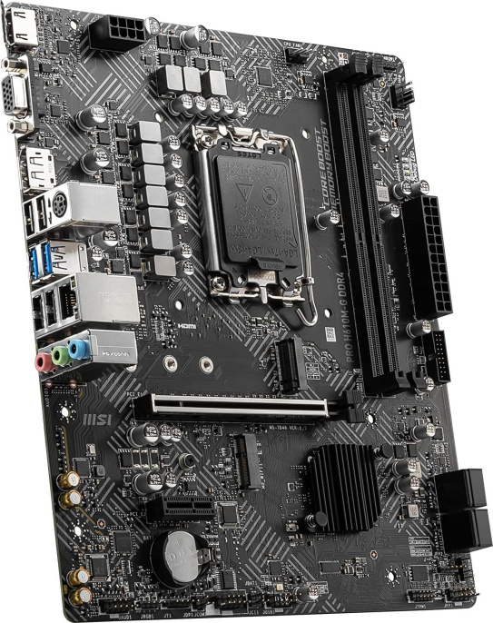 Материнская плата MSI PRO H610M-G DDR4 H610, LGA1700, 2*DDR4, 1*PCIEx16, 1*PCIEx1, 1*M.2, 4*USB3.2Gen1, 6*USB2.0, 4*SATA3.0, 1G, VGA, DP, HDMI, M-ATX, RTL