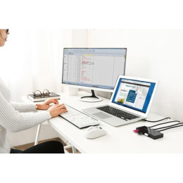 USB-хаб Ugreen US216 30768, Свитч, Вход: 1 порт USB-A 3.0 для двух компьютеров доступ есть только у одного компьютера ; Выход: 4 порта USB-A 3.0 для подключения 4-ёх периферийных устройств, Скорость до 5 Гбит/с, Порт питания Micro USB, драйве