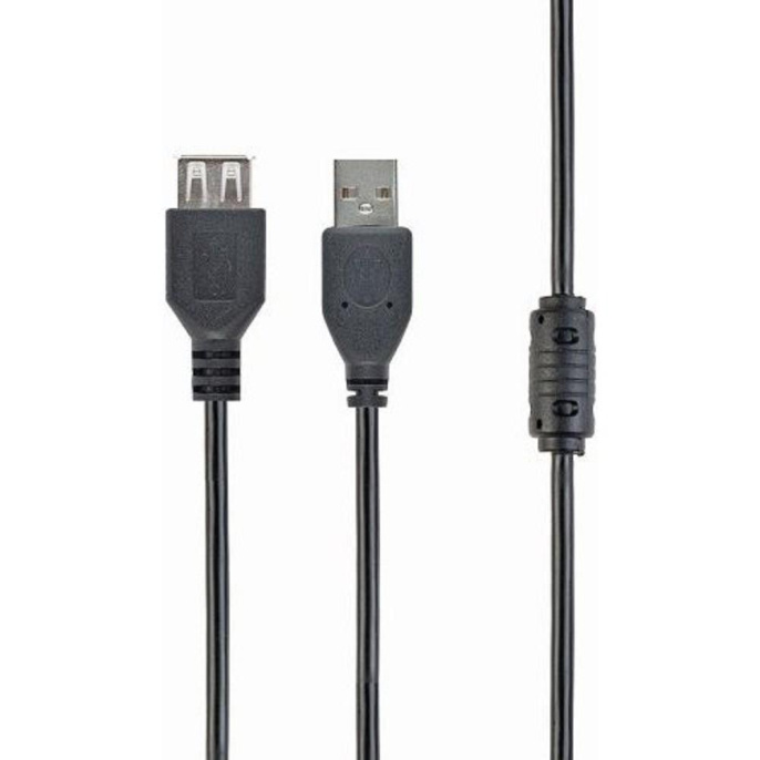 Кабель удлинитель USB 2.0 Pro Filum FL-CPro-U2-AM-AF-F1-1.8M, 1.8 м., ферритовое кольцо, черный раз