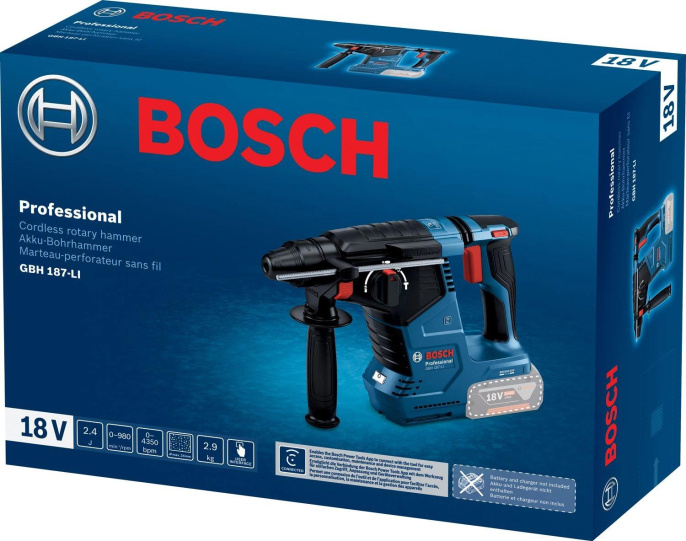 Перфоратор Bosch GBH 187-LI патрон:SDS-plus уд.:2.4Дж аккум. 0611923020