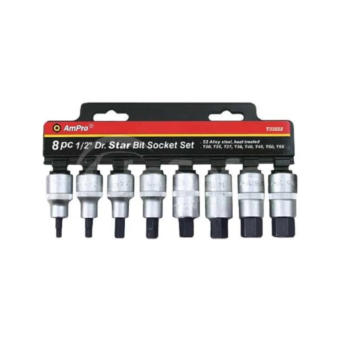 Набор головок с вставкой TORX 8 шт, 1/2 AmPro T33222